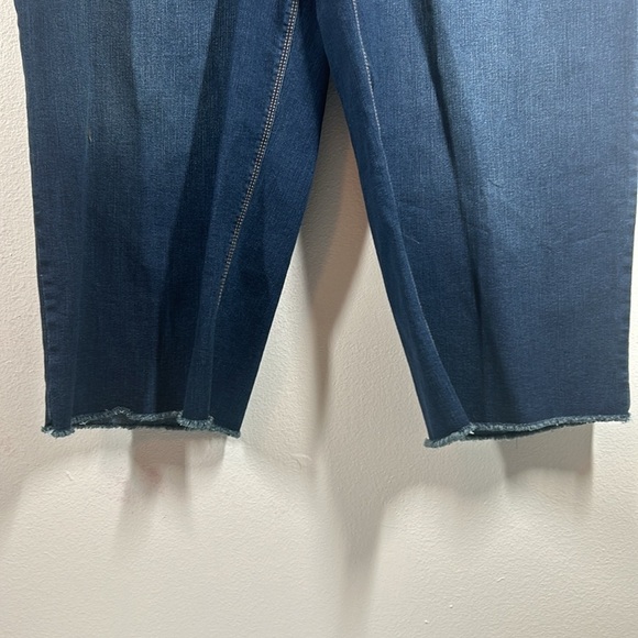 Code Bleu Wide Leg Crop Jeans Stretch NWT Size 20W Dark Wash Raw Hem - Picture 2 of 14